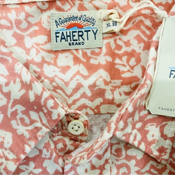 Faherty coral print short sleeve button up shirt - Picture 8 of 8